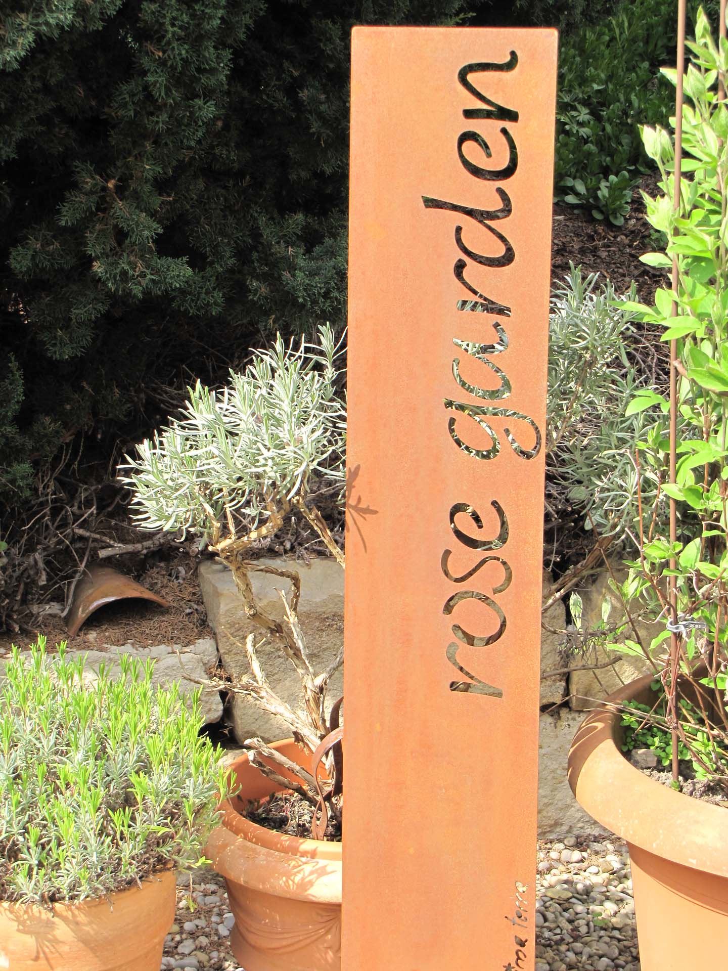 Prima Terra Gartenstele Rost mit Schriftzug Englisch