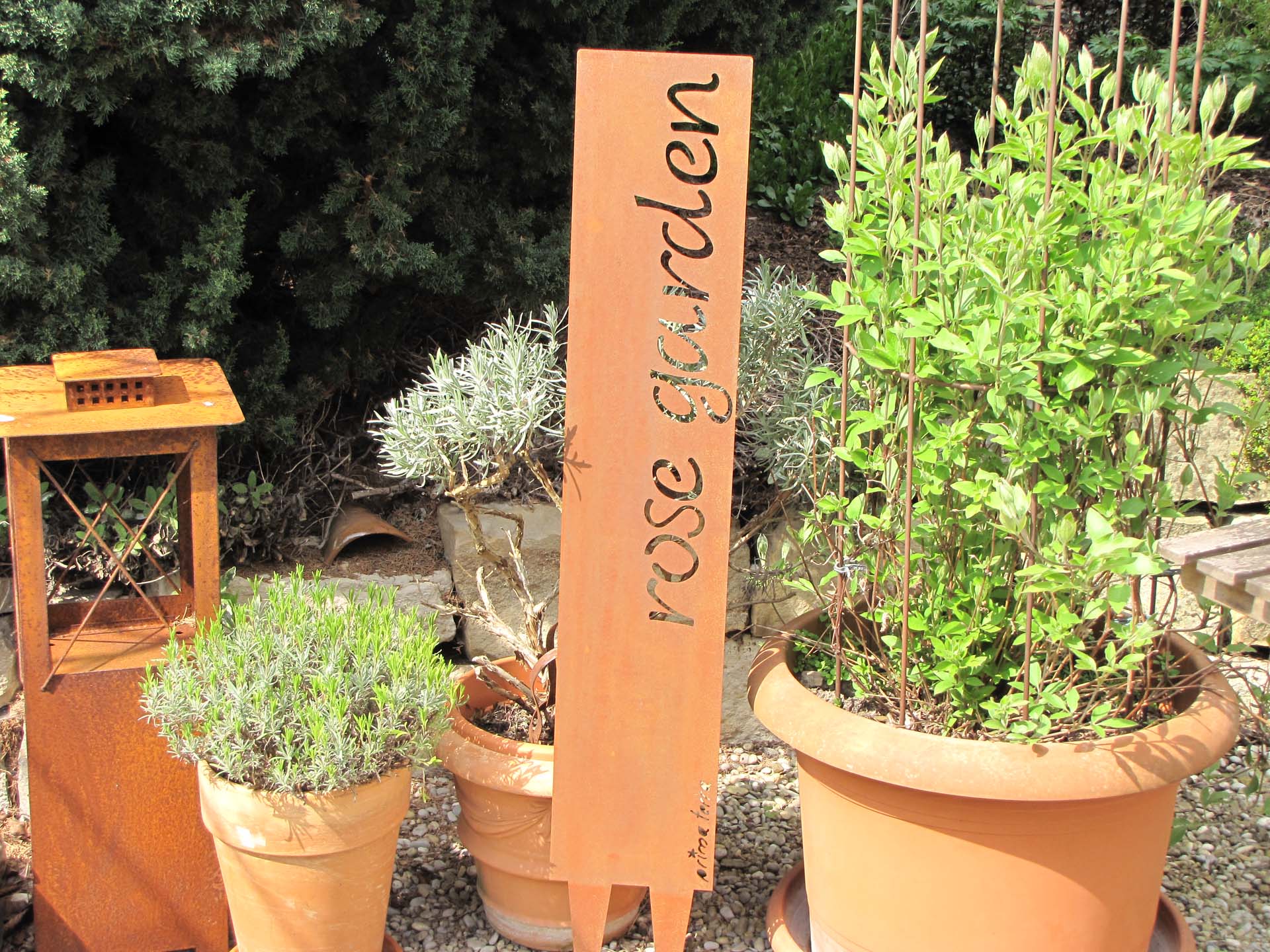 Prima Terra Gartenstele Rost mit Schriftzug Englisch