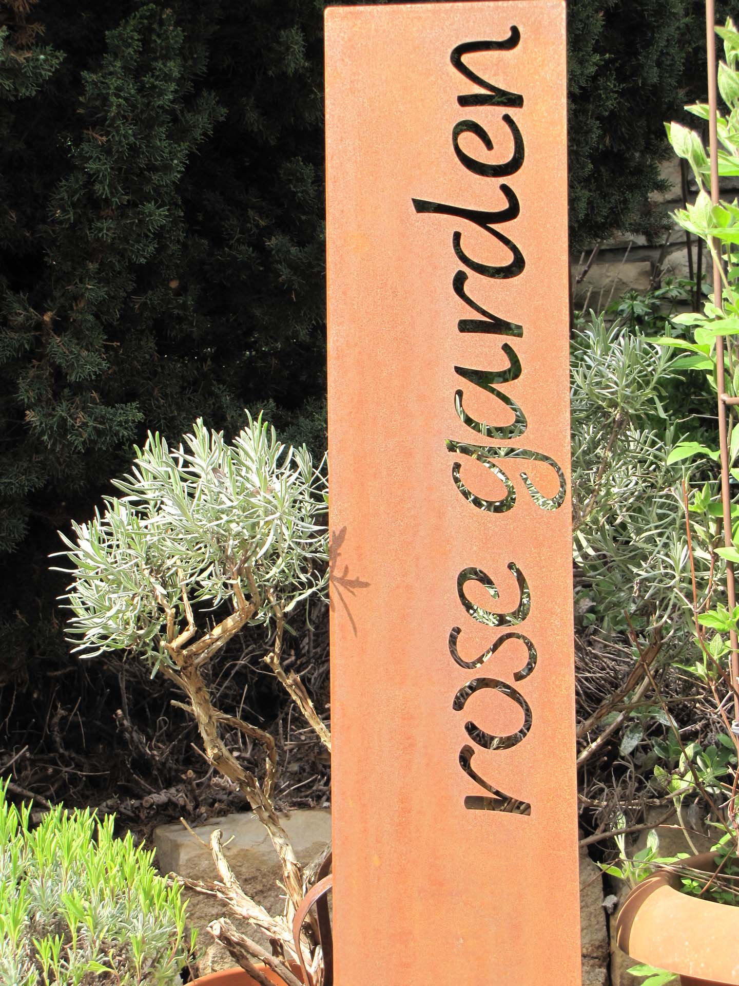 Prima Terra Gartenstele Rost mit Schriftzug Englisch