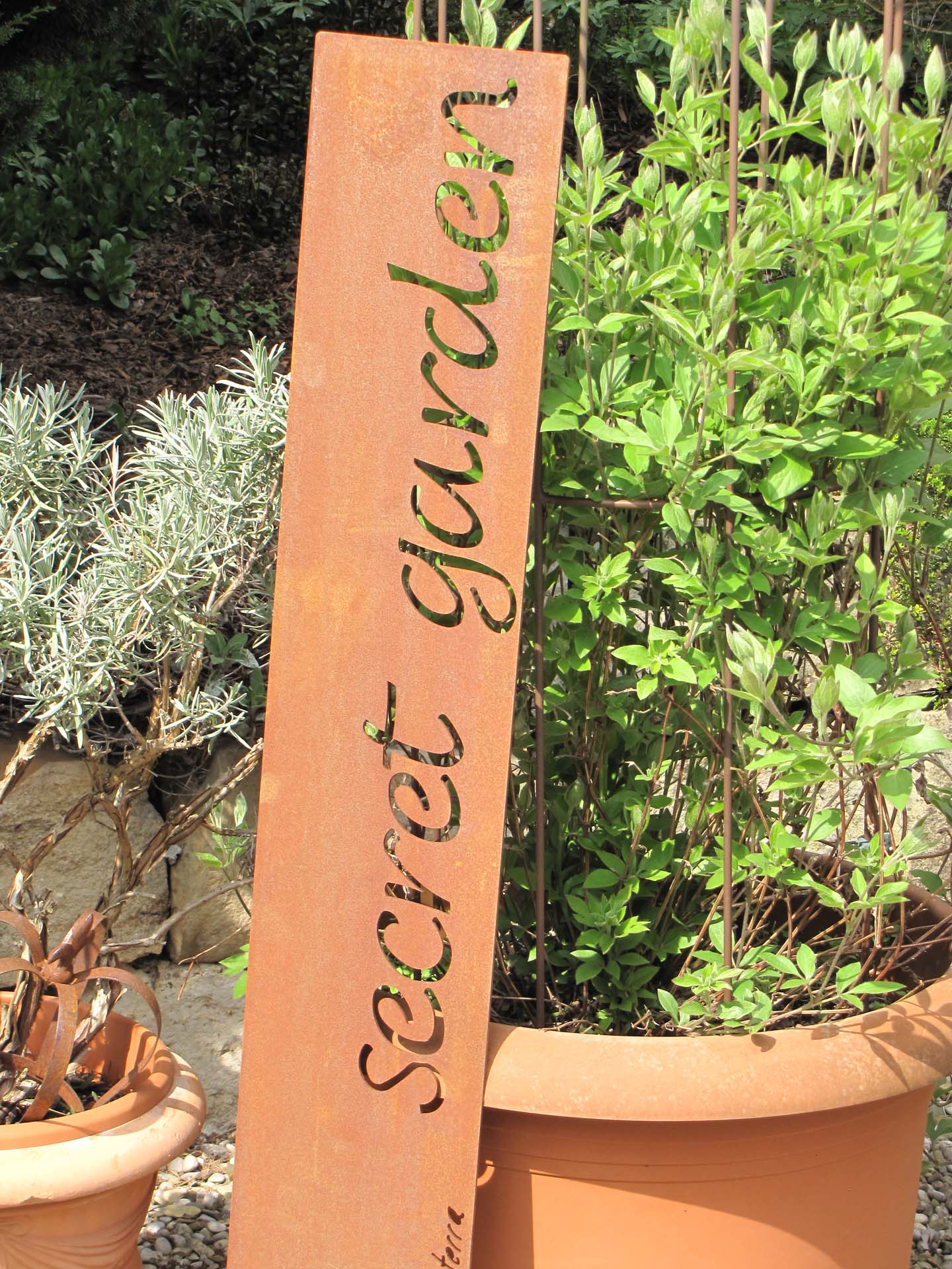Prima Terra Gartenstele Rost mit Schriftzug Englisch
