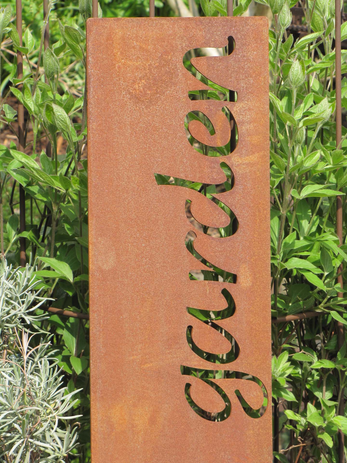 Prima Terra Gartenstele Rost mit Schriftzug Englisch