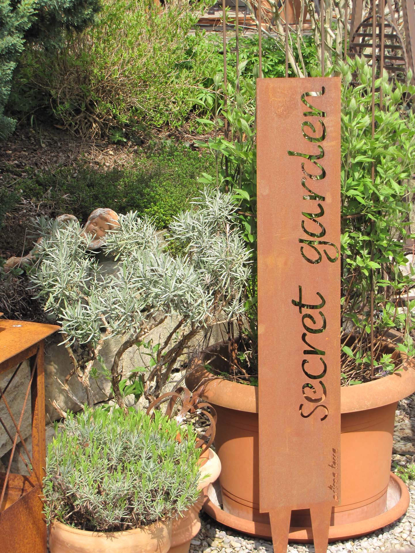 Prima Terra Gartenstele Rost mit Schriftzug Englisch