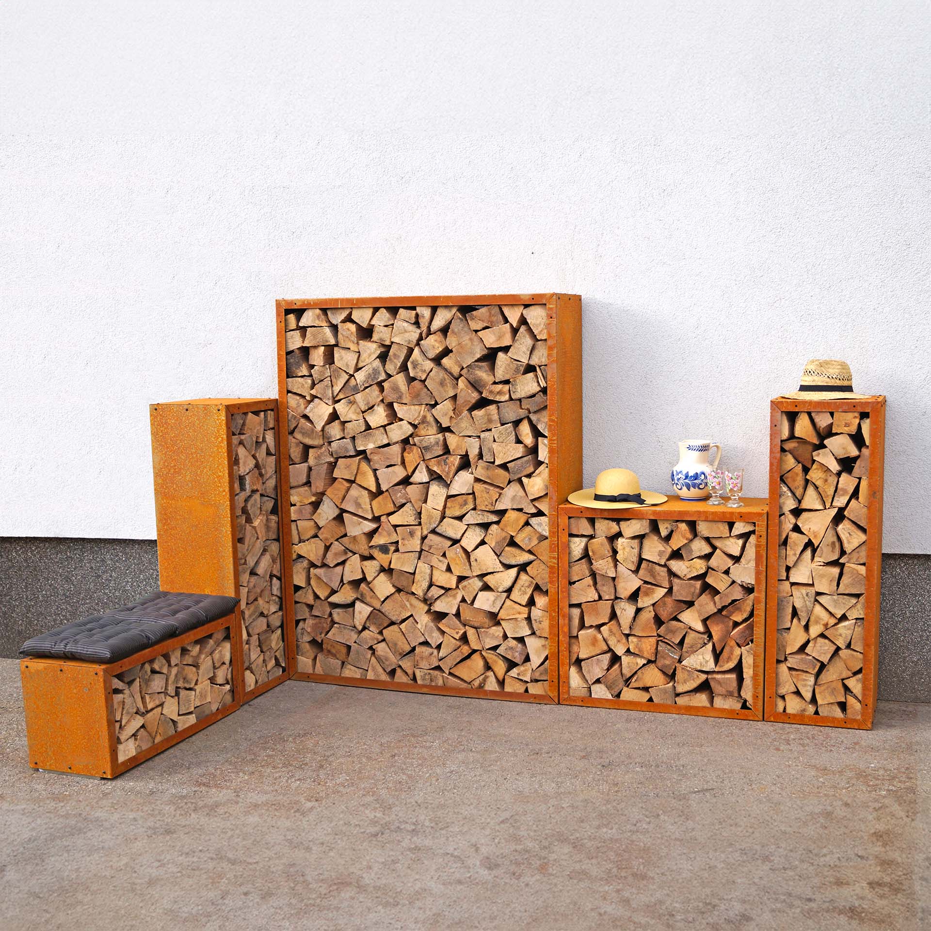 Prima Terra Edelrost Kaminholzregal eckig Prima Terra Edelrost Kaminholzregal eckig